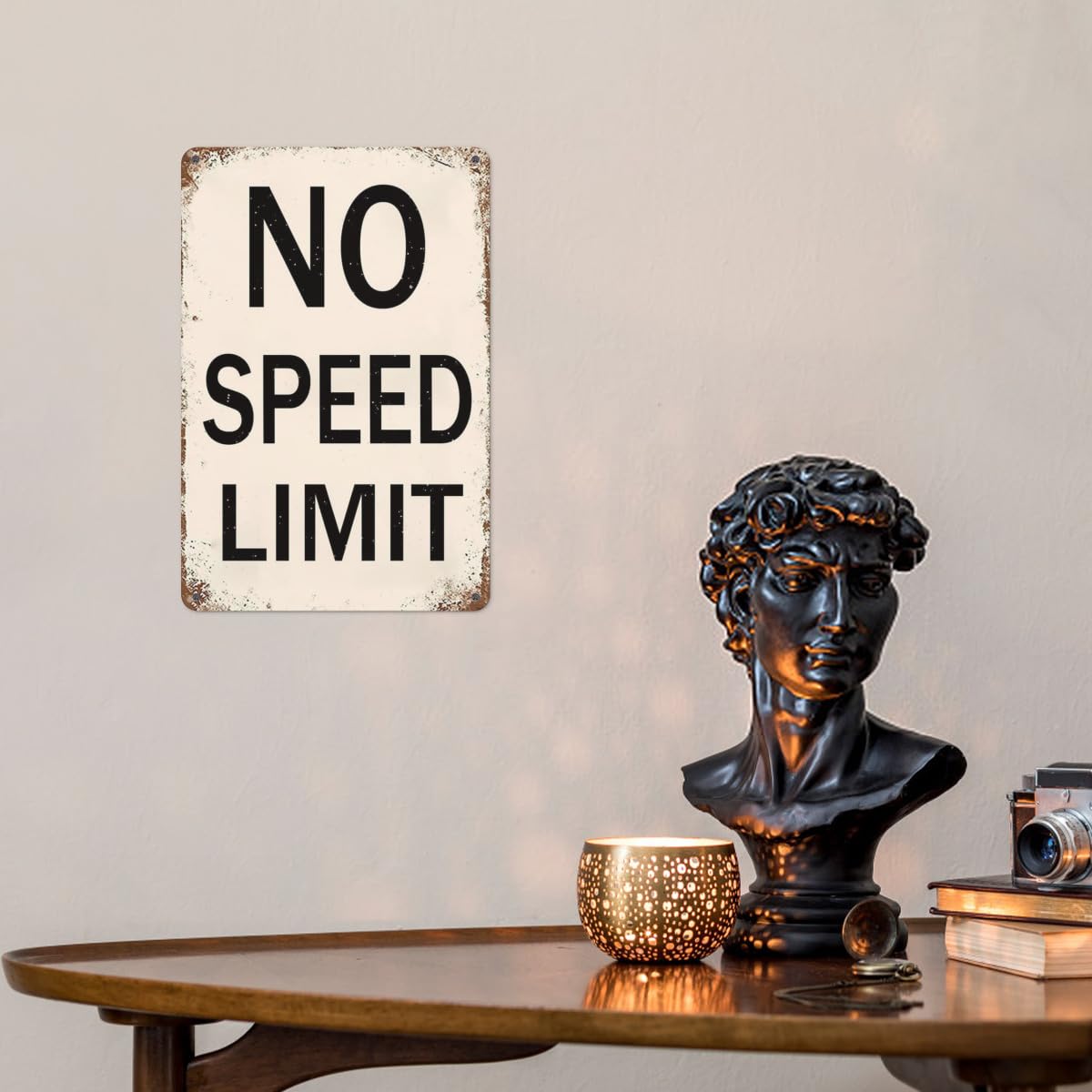 Letrero De Metal Vintage Con Texto En Inglés "No Speed Limit", Letrero De Garaje Para Hombre, Cueva, Vintage, Divertido, Decoración De Pared De Garaje, Letreros De Metal Para Dormitorio, Decoración De