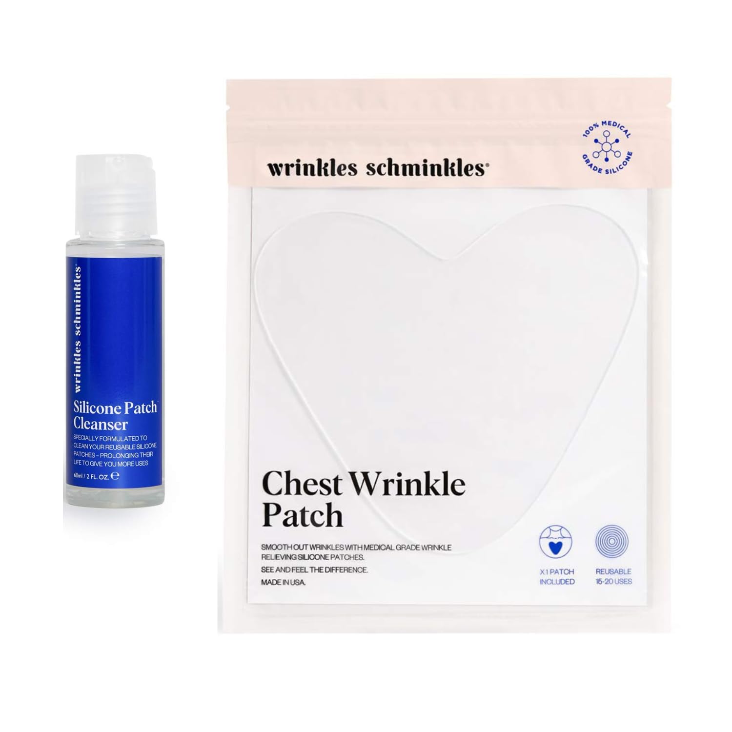 Wrinkles SchminklesChest & Stretch Mark Wrinkle Silicone Patches + Patch Cleanser Bundle