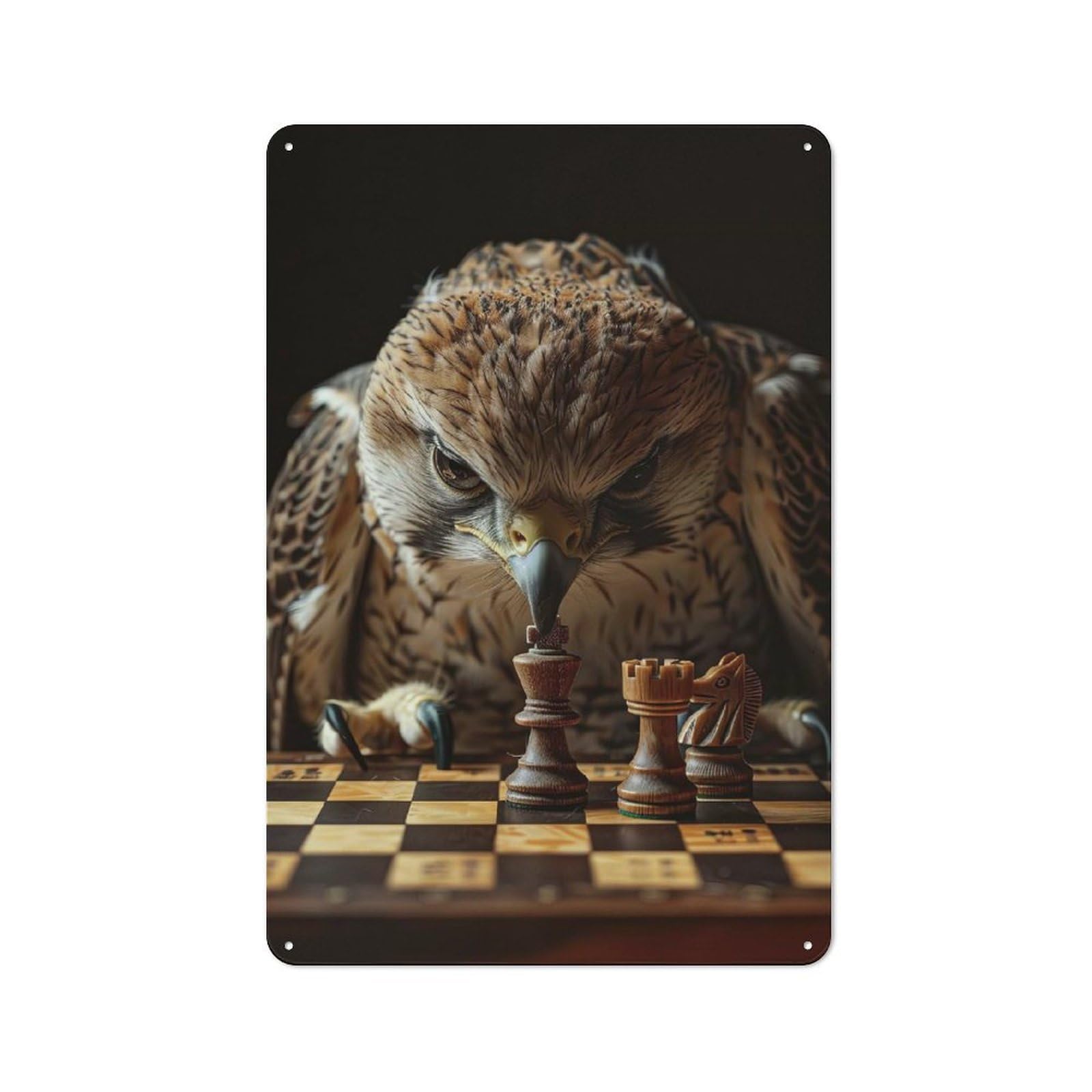 Junmoney Falcon Chess 30X20cm Retro Tin Sign With For Dining Room Or Kitchen, For Metal Sign Collectors, For Garage And Workshop Walls