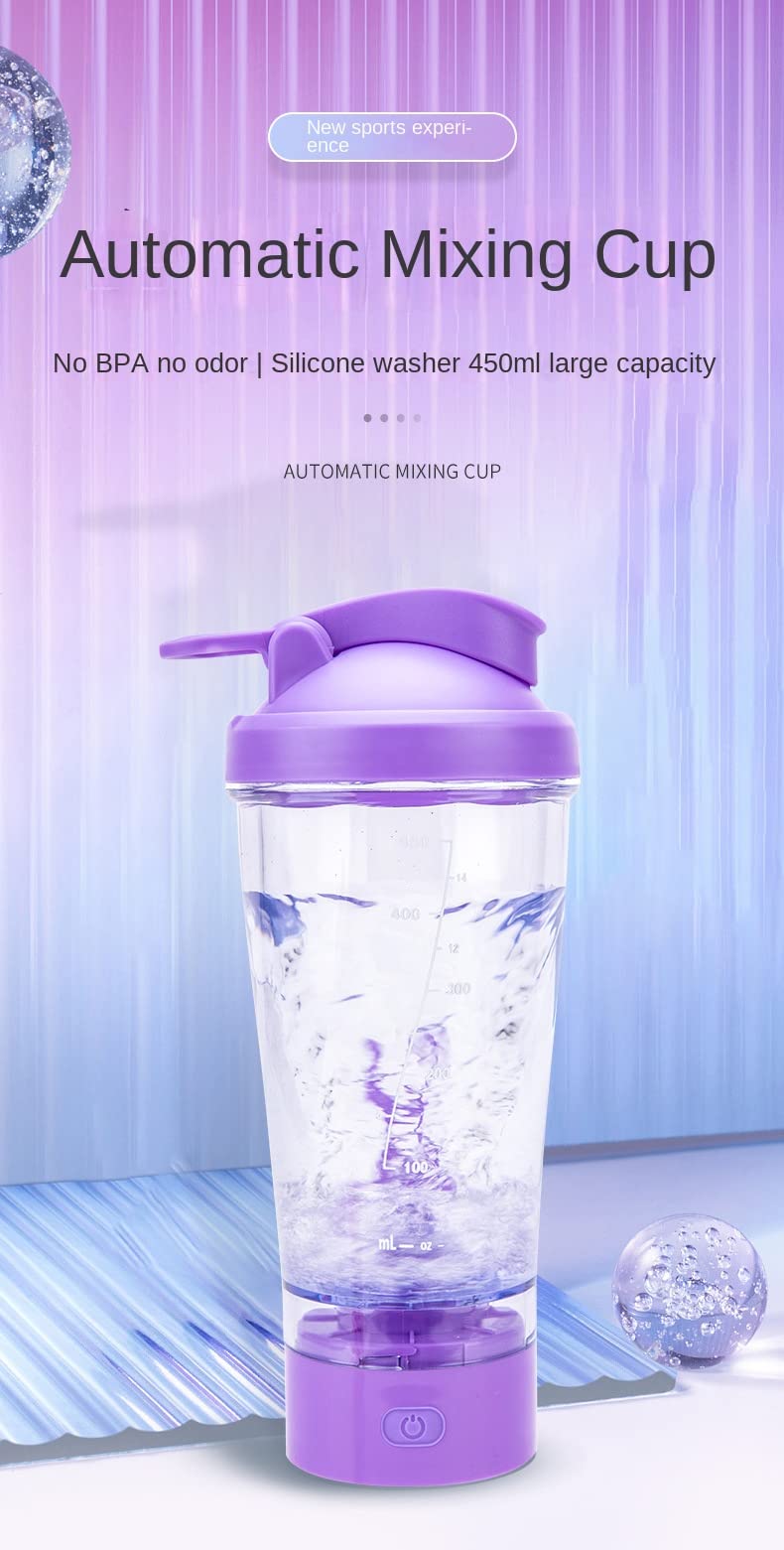 Shaker électrique portable rechargeable par USB, sans BPA, mélangeur protéiné, shaker pour boissons protéinées et substituts de repas (rose)