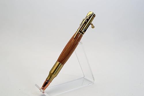 Whiskey Barrel Bolt Action Bullet Pen in Antique Brass Finish with Velvet Pouch