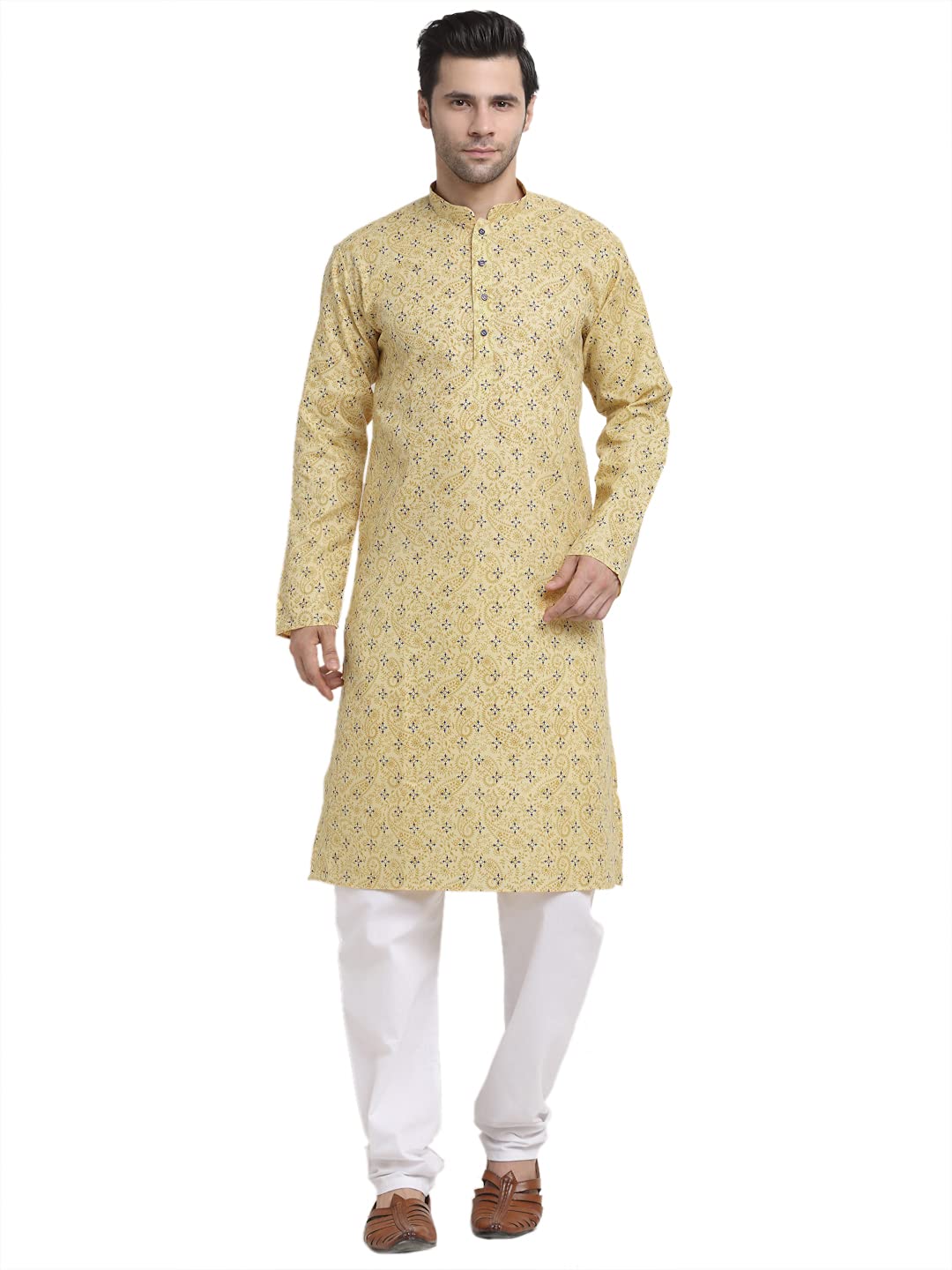 Men Cotton Floral Printed Kurta Pyjama Set
