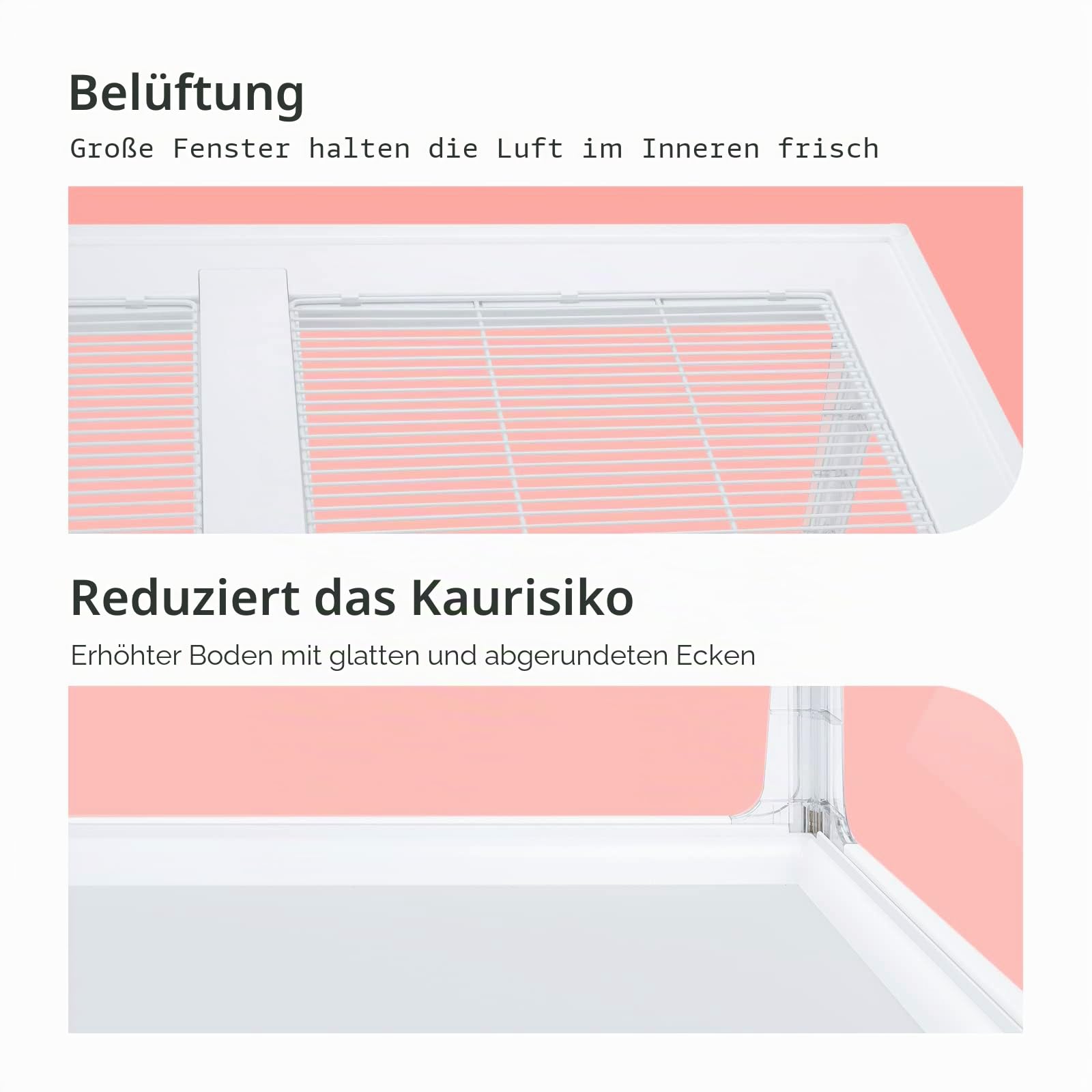 Niteangel Stacker Serie Hamsterkäfig - Stapelbarer und großer Glasbehälter für Hamster, Gerbils, Mäuse, Degus oder andere kleine Haustiere (Dreiseitenglas + Vordere Acryl-Öffnungstür)