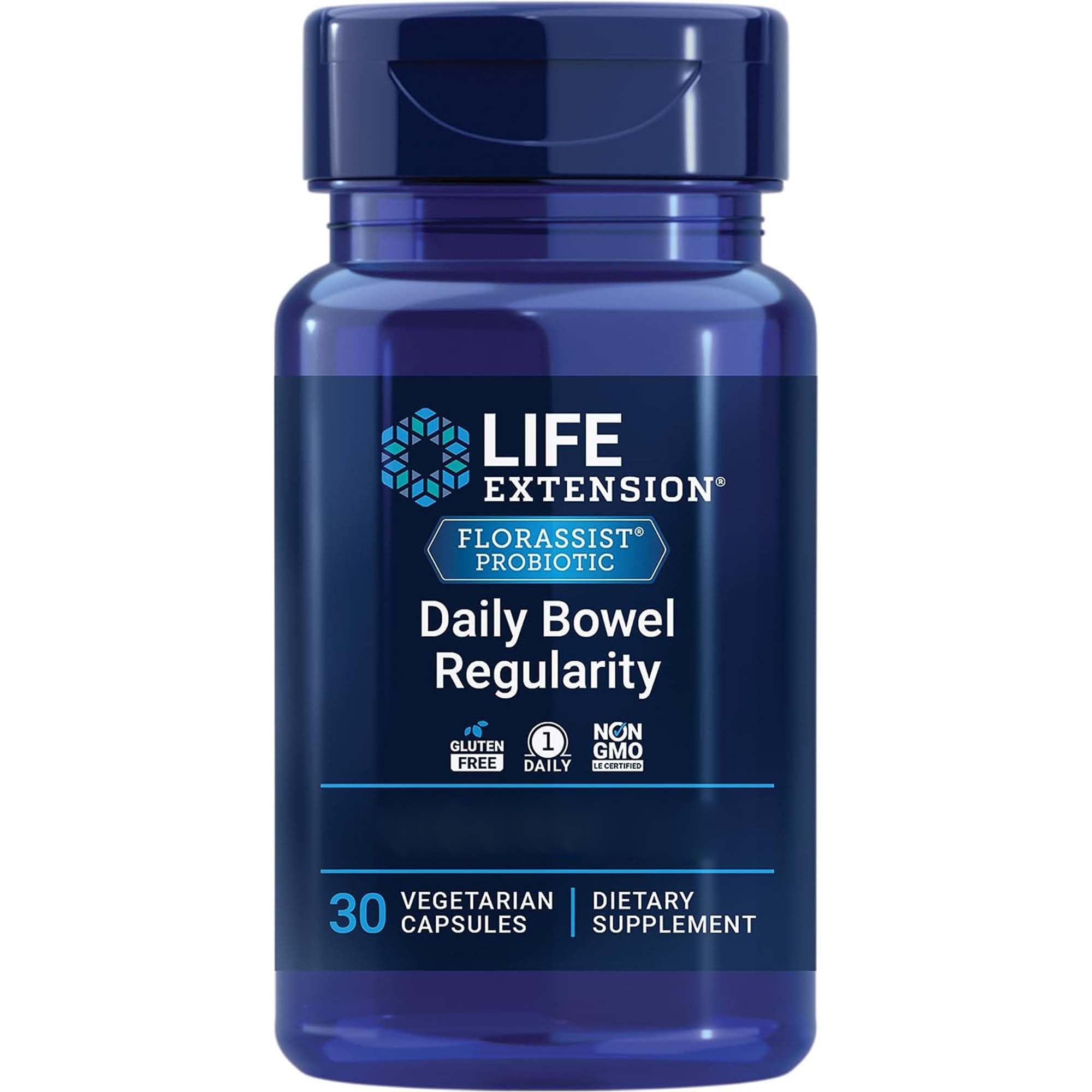 Life Extension, FLORASSIST® Daily Bowel Regularity, 30 vegetarische Kapseln, 57,5mg Bifidobakterien je Dosis, Glutenfrei, Sojafrei, GMO frei, Geschmacksneutral