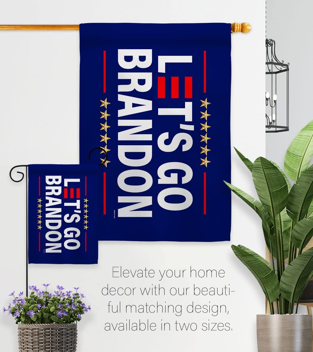 Let's Go Brandon Blue House Flag Americana Political President Democrat Republican Tea Party United State American Election Banner Small Garden Yard Gift Double-Sided, Made in USA