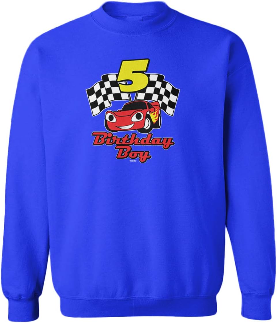 Tcombo Birthday Boy Car Five - 5 Year Old Fun Youth Fleece Crewneck Sweater