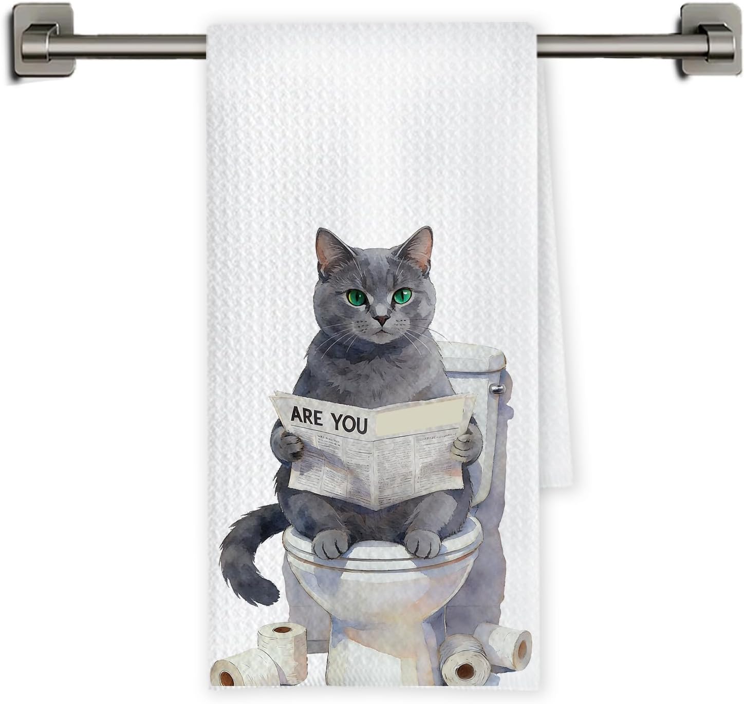 Chicimln Funny Russian Blue Cat Bathroom Hand Towels, Gifts for Cat Lovers, Russian Blue Kitten Decorative Hand Towels for Bathroom Washroom Restroom, 16x24 Inch