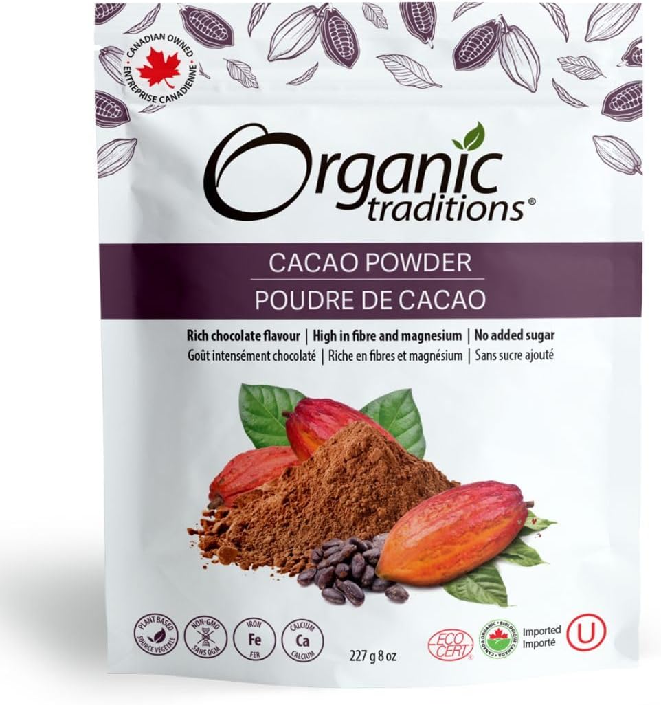 Organic Traditions Organic Powder, Cacao, 8 Ounce