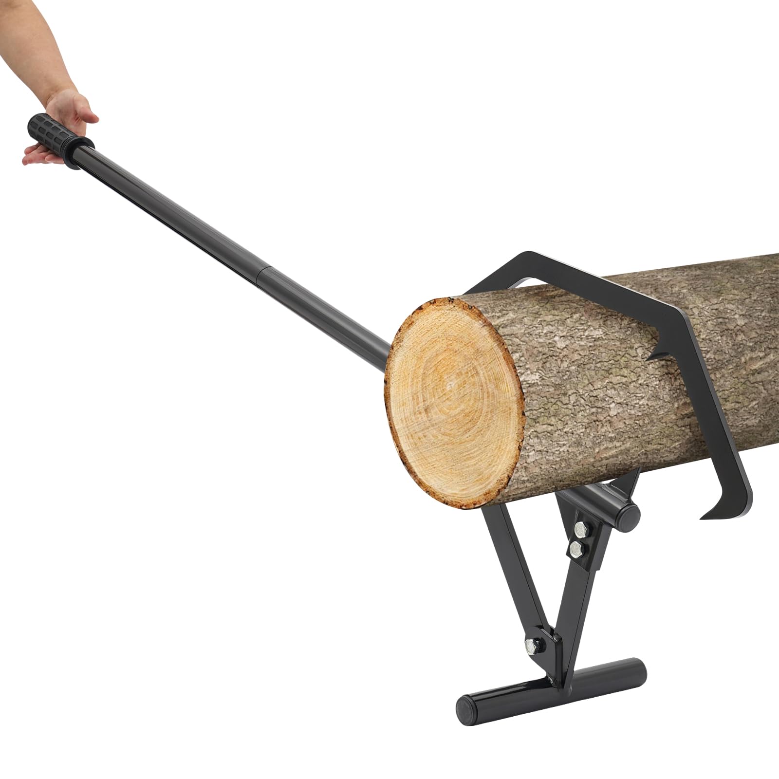 Levier d'abattage : cric en bois de 25 pouces en acier spécial, crochet basculant réglable, poignée caoutchoutée, charge maximale de 600 kg