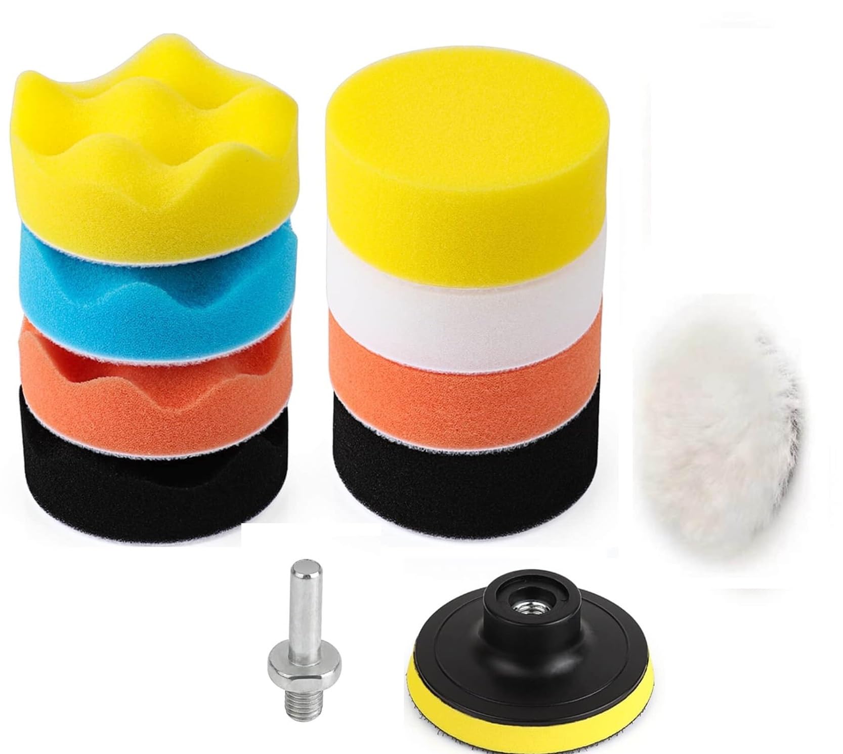 Trujve 11pcs Car Foam Drill Buffing Pad Polishing Pads Kit,Car Buffer Polisher Kit Sponge Pad Kit for Car Sponge Pad Kit for Car Polishing,Waxing of Drill Polisher Attachment-image-8