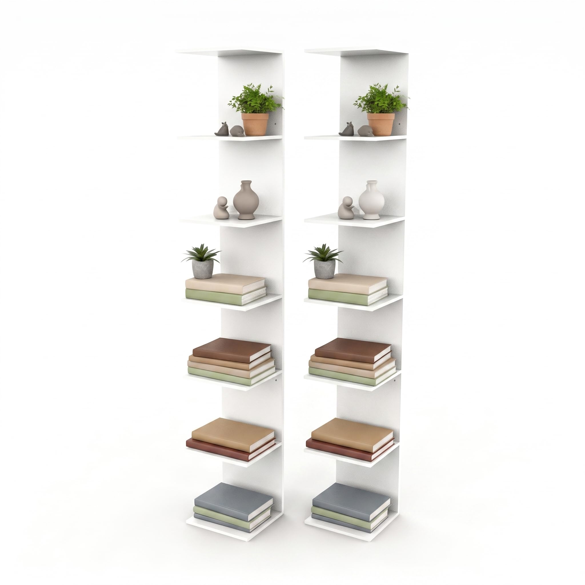 buybyroom 6-tier Corner Shelf Unit Wall Mounted, 2PCS