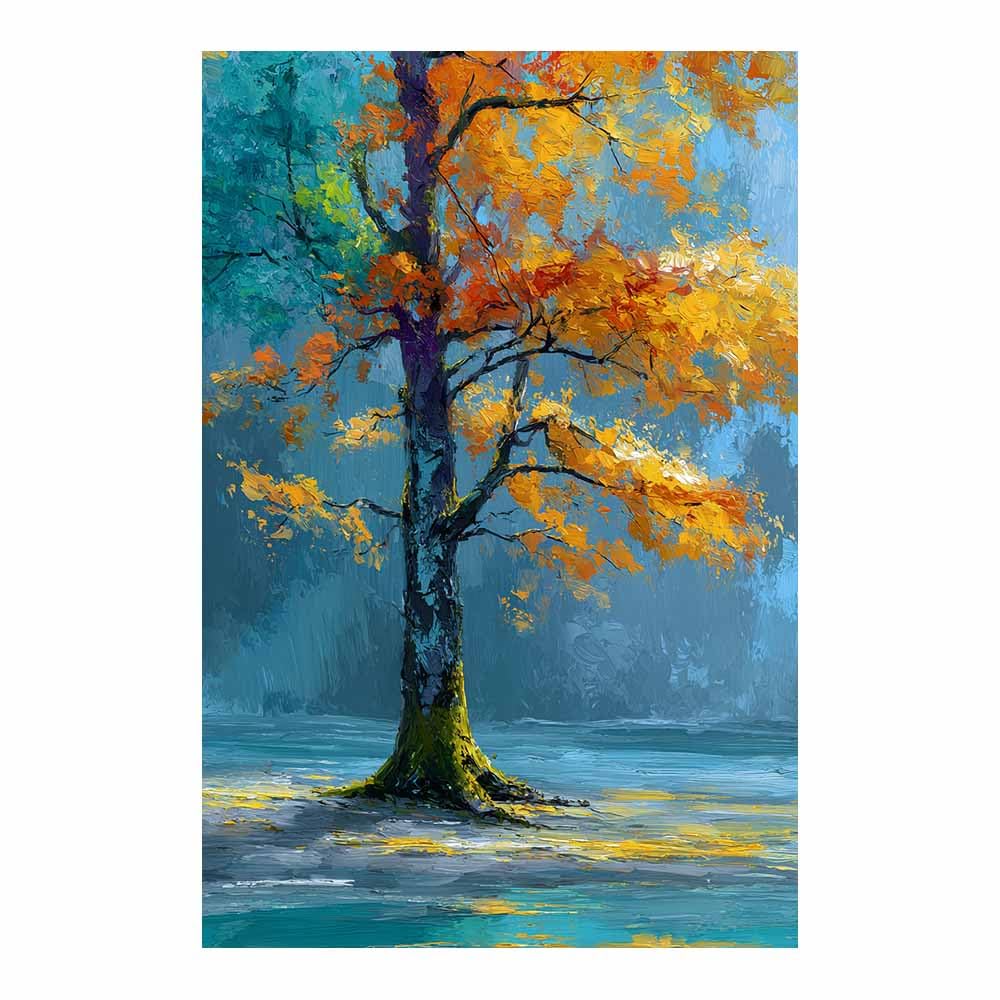 HOQIU Canvas Wall Art Luminous Whitese Tree tree poster, landscape wall art, for Living Room Bedroom Bathroom.(Multicolor)-80x120cm Unframed