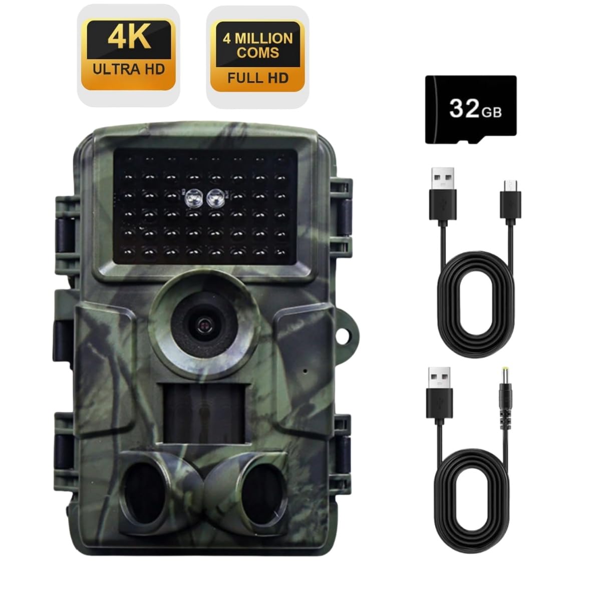 Wildkamera, 60 MP 4K Video Wildkamera mit 2.0" LCD-Bildschirm, mit Bewegungsmelder Nachtsicht bis 120°, 100° Erfassungswinkel, IP66