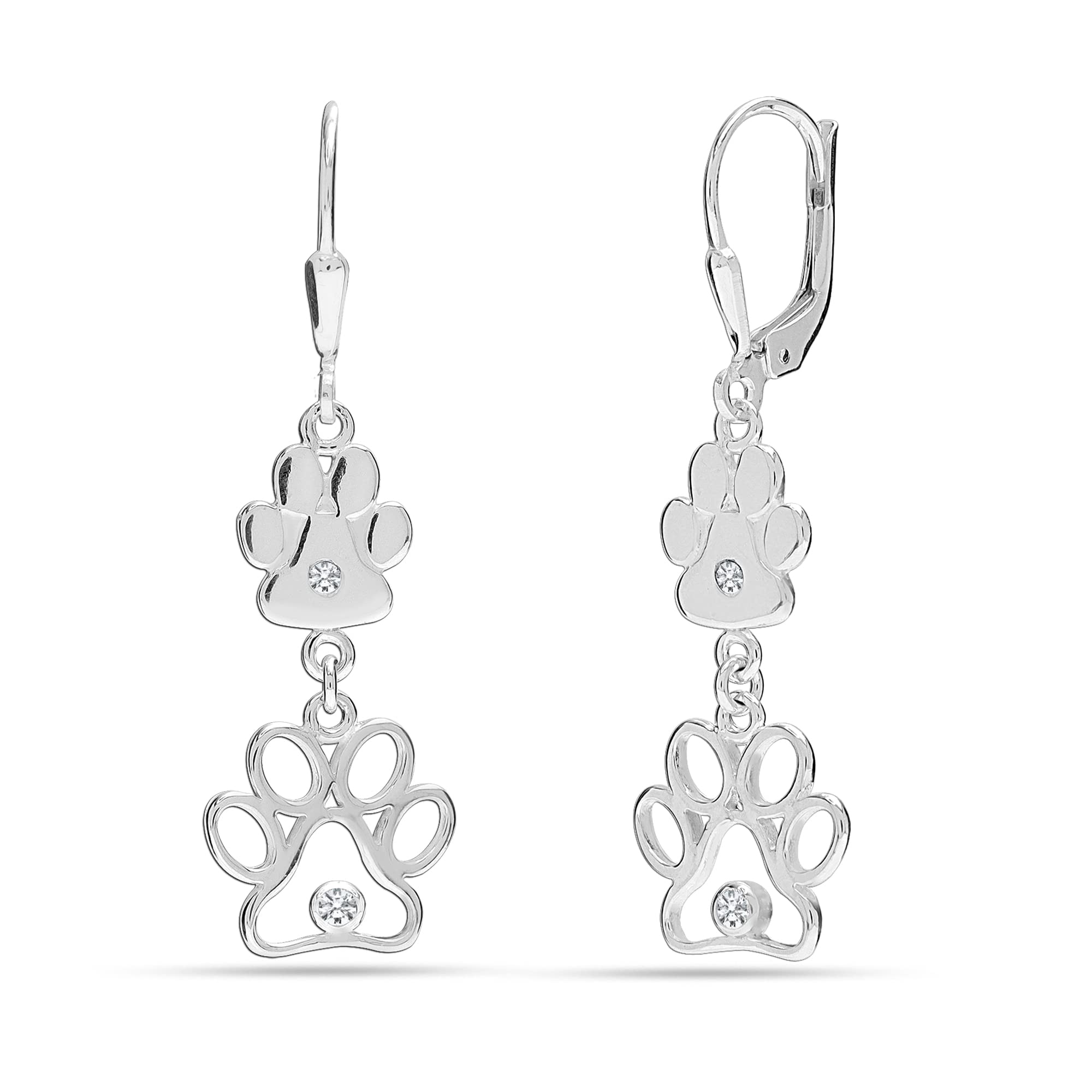 Amazon Brand - Nora Nico 925 Sterling Silver BIS Hallmarked Cubic Zirconia Open Animal Lover Pet Dog Cat Paw Print Earrings for Women (B09VDKRQ2T) Amazon Price History, Amazon Price Tracker