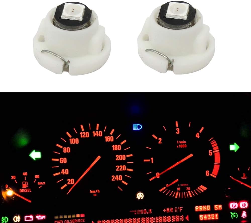 WLJH 10x Red T3 Neo Wedge 3030 SMD Chipest 8mm Base Led Car Instrument Cluster Led Bulb Dashboard Gauge Bulb HVAC AC Heater Climate Controls Lamps Switch Indication Interior Light Replacement