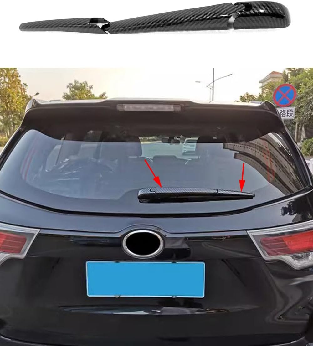 Car Accessories Fit for Toyota Highlander ABS 2015 2016 2017 2018 2019 Rear Back Window Wiper Cover Trim (Carbon Fiber) 3PCS