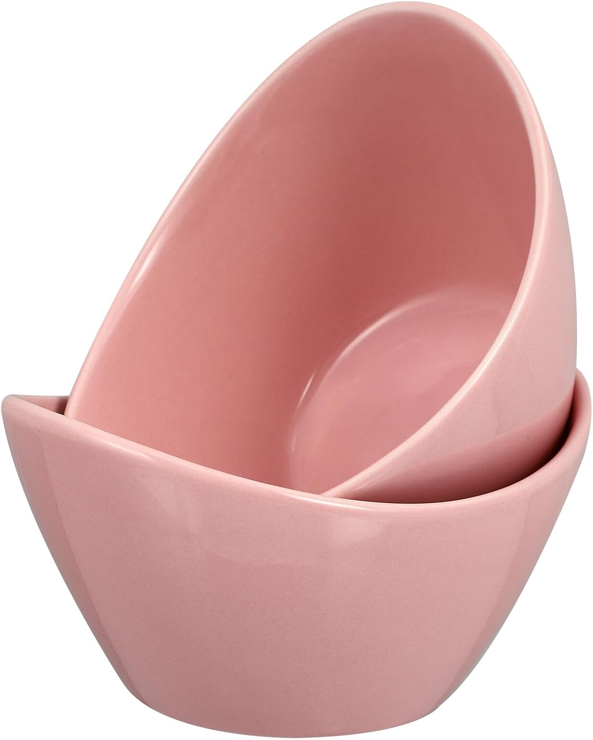 Ceramic Fruit Salad Bowls Set of 2 Pink Small Ingot Shape Rice and Ramen Soup Bowls Home Kitchen Food Serving Dishes