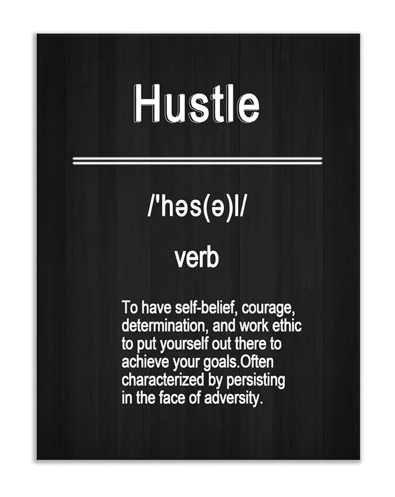 PKNVKZIDK Home Office Decor Motivational Canvas Wall-Art Inspirational Hustle Quotes Poster for Entrepreneurs Framed,16x24inch(40x60cm)