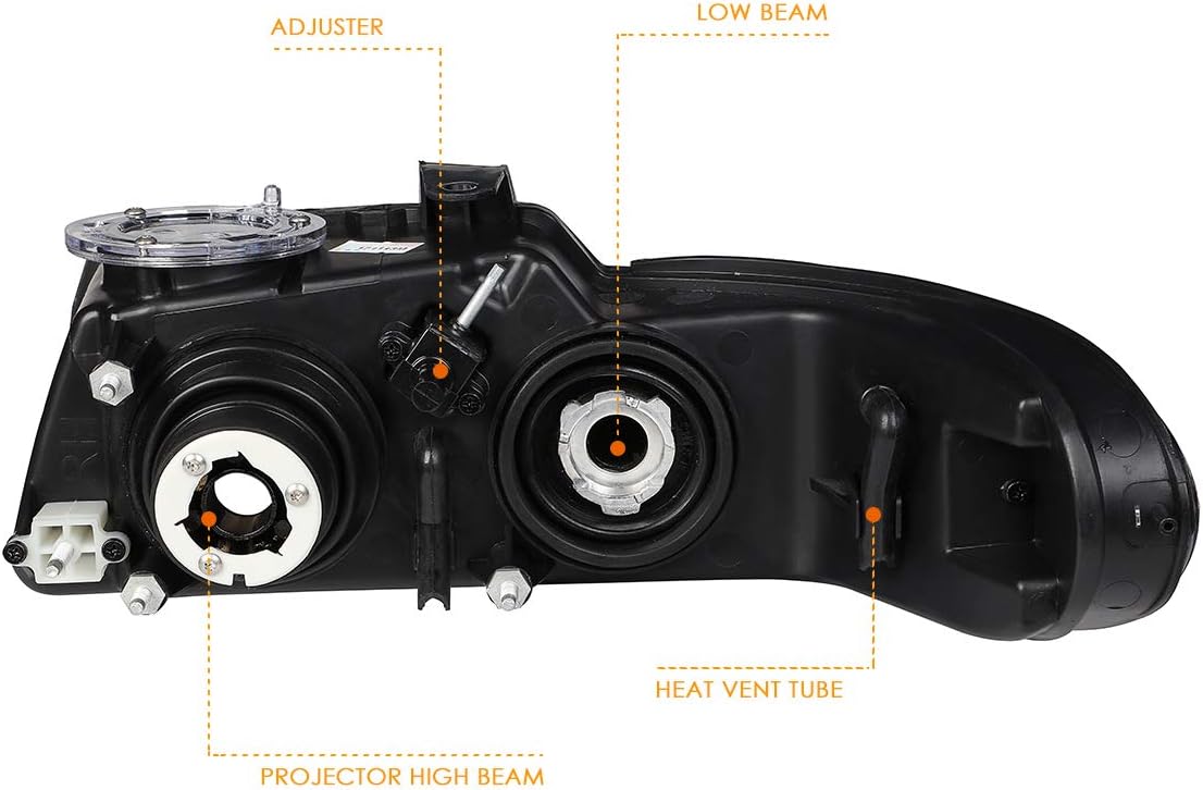 PM PERFORMOTOR Projector Headlight(Headlamp) Assembly Set Compatible with Caravan Town&Country 96-99/Clear Corner