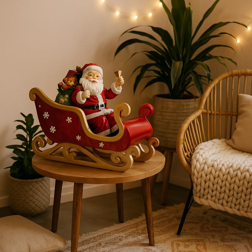 Magie di Natale Babbo Natale sulla Slitta per Decorazioni Natalizie da 64x26x60