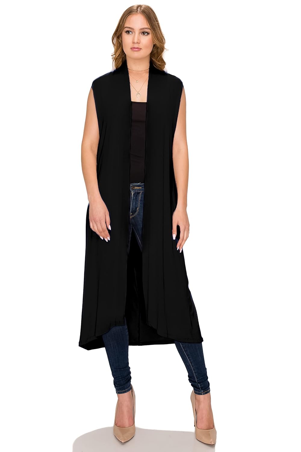 Womens Long Sleeve Sleeveless Full Length Duster Long Open Cardigan Sizes S-5X