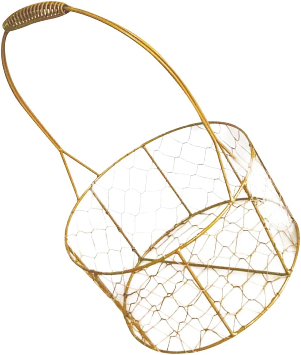 Wedding Flower Girl Basket with Handle round 18cm Metal Wire Storage Basket for Wedding Ceremony Rustic Iron Wire for Party Supplies