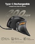 ProtoArc Ergonomic Vertical Mouse, EM11 NL Bluetooth Mouse Wireless Rechargeable Mice with 3 Devices (Bluetooth or USB), Vertical Wireless Mouse for Computer, iPad, Mac, Windows (Black)