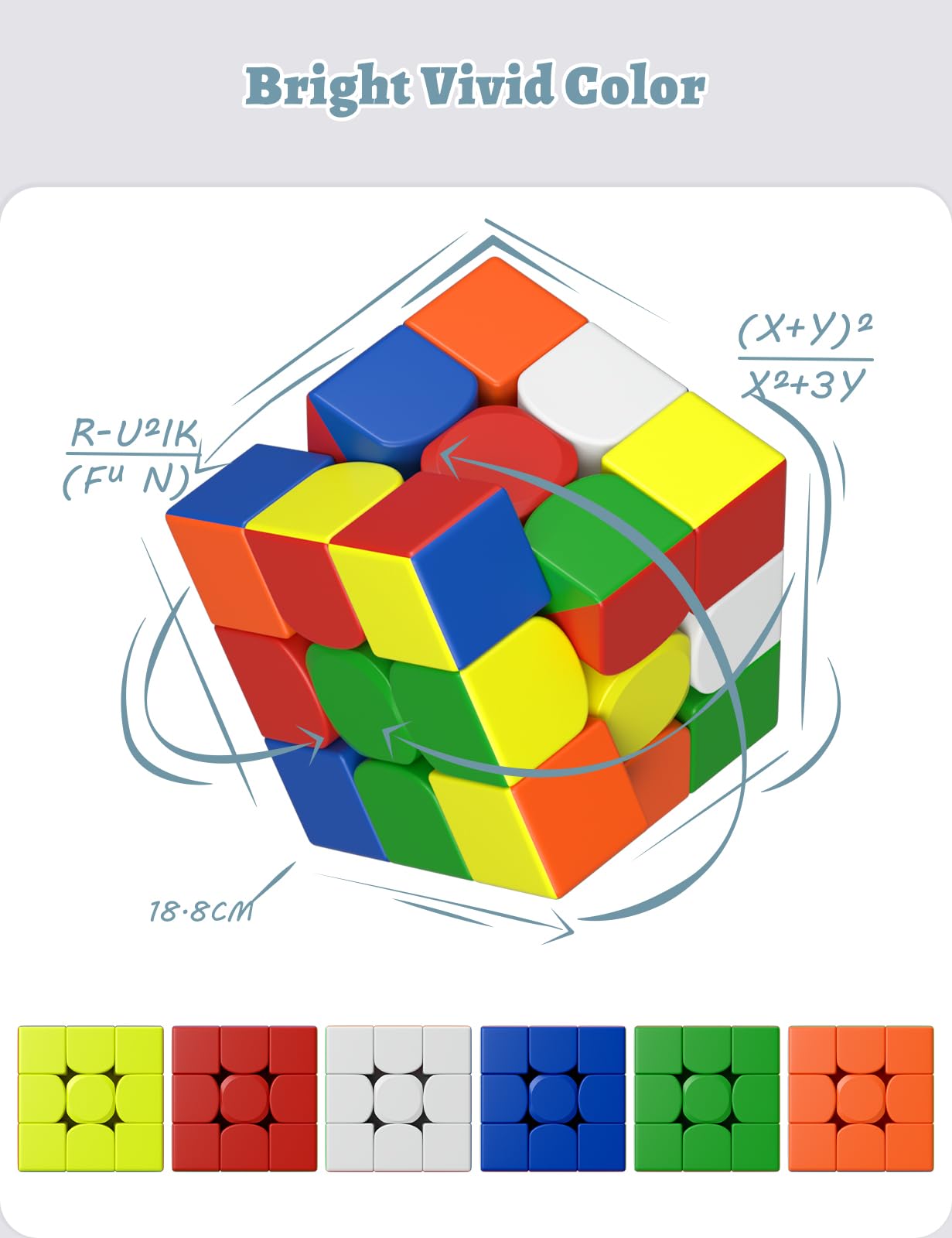 ROXENDA Cubo Magico 3x3x3 Extra Large – 18,8CM Cube Gigante, Puzzle Cubo di Velocità Regalo Perfetto per Bambini e Adulti