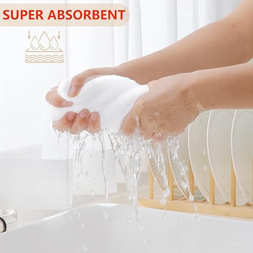 Miniatura 3 de Homaxy - Trapos de cocina de 100% algodón, tejido de punto gofre, ultrasuaves, absorbentes, de secado rápido, 12 x 12 pulgadas, 6 unidades, blanco