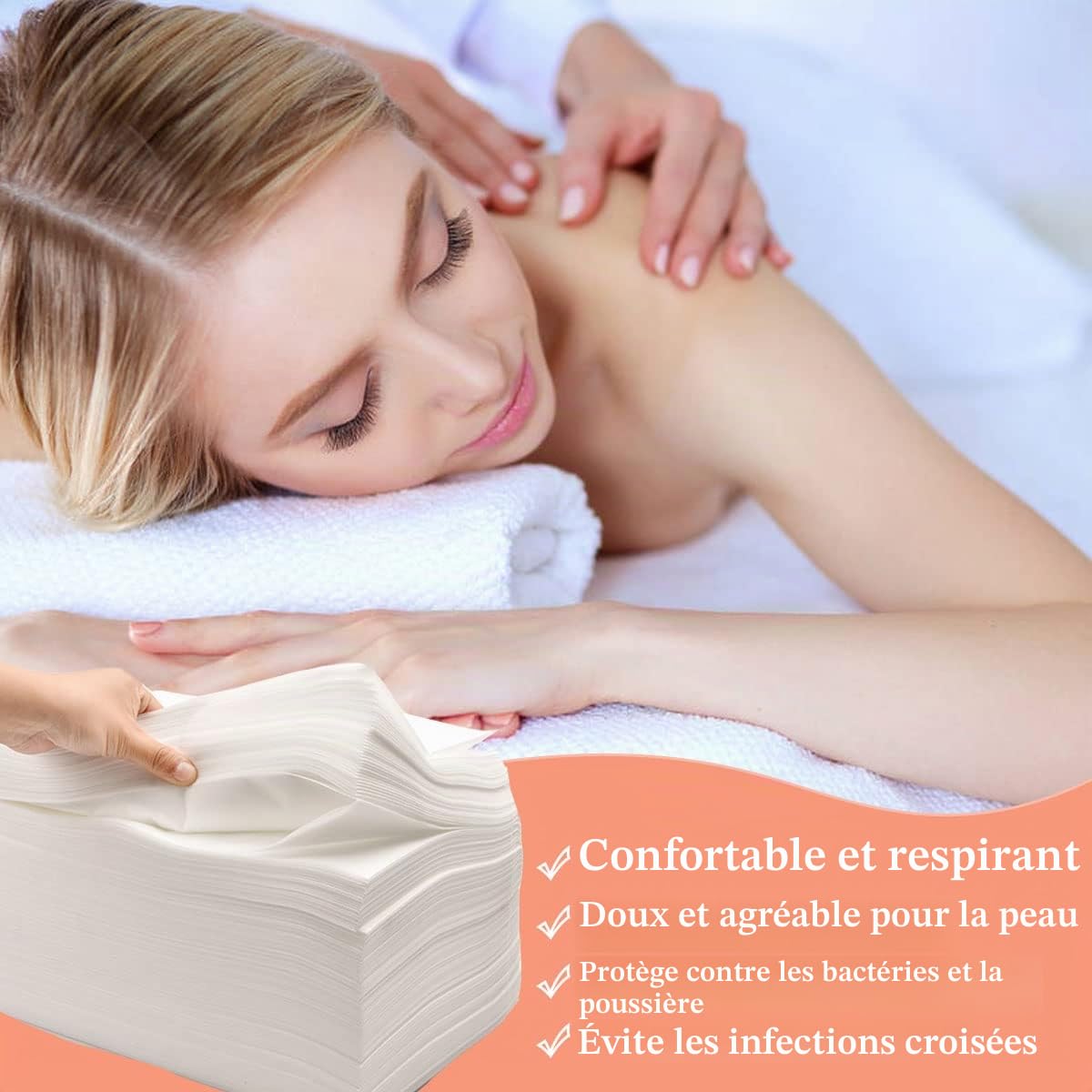 Lot de 100 Draps Jetables Non-tissé 80 x 180cm pour Massage, SPA, Tatouage
