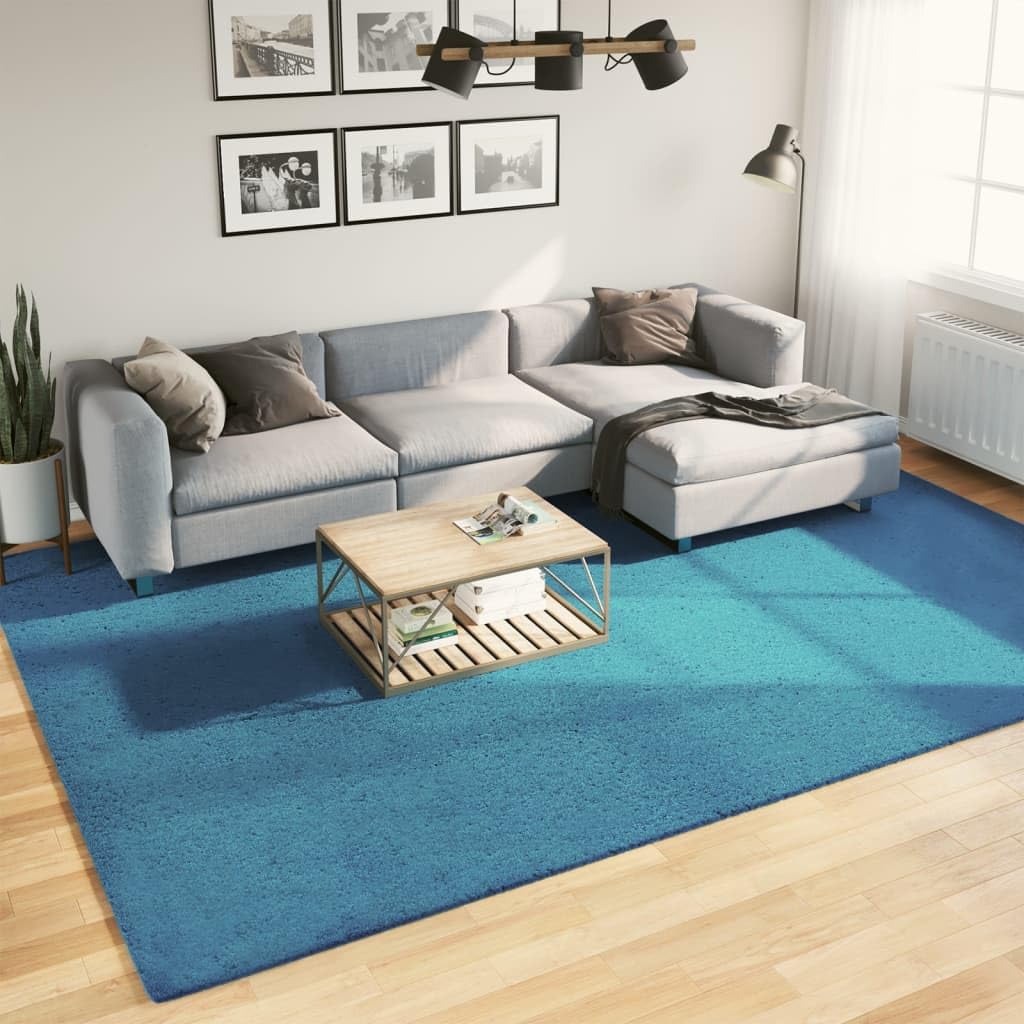 Tapis de salon adapté au chauffage au sol Oviedo bleu turquoise