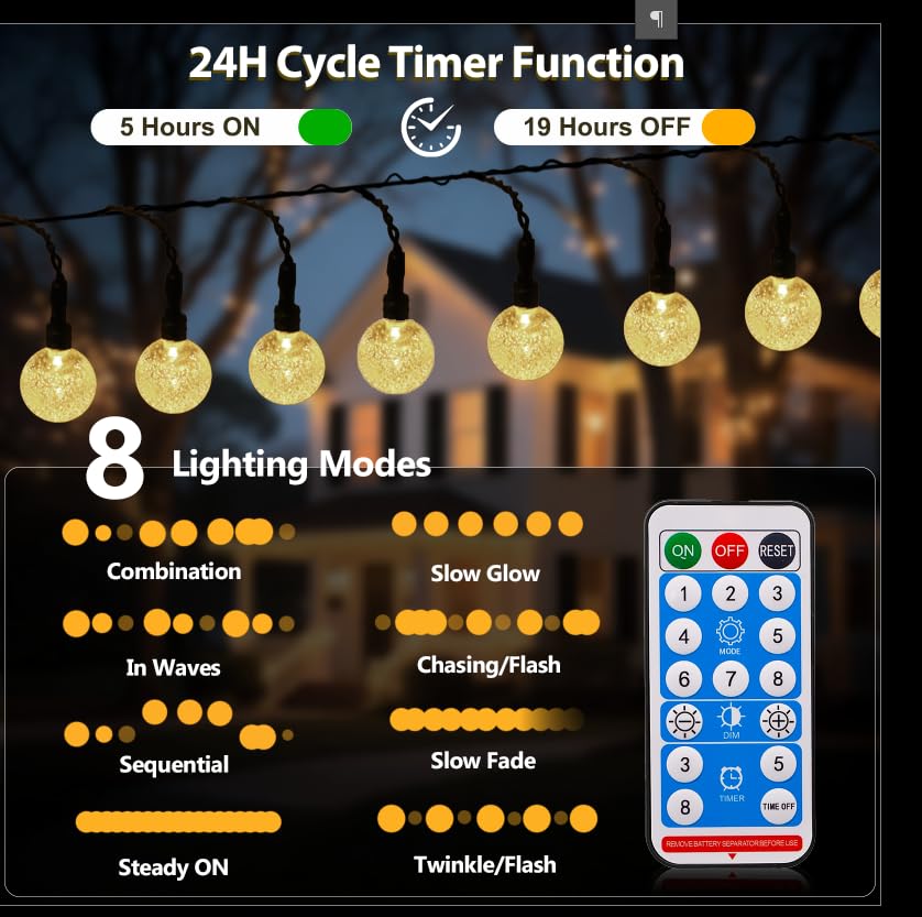 Luces de cadena LED recargables SeaShine 25 pies 60 LEDs miniatura 7