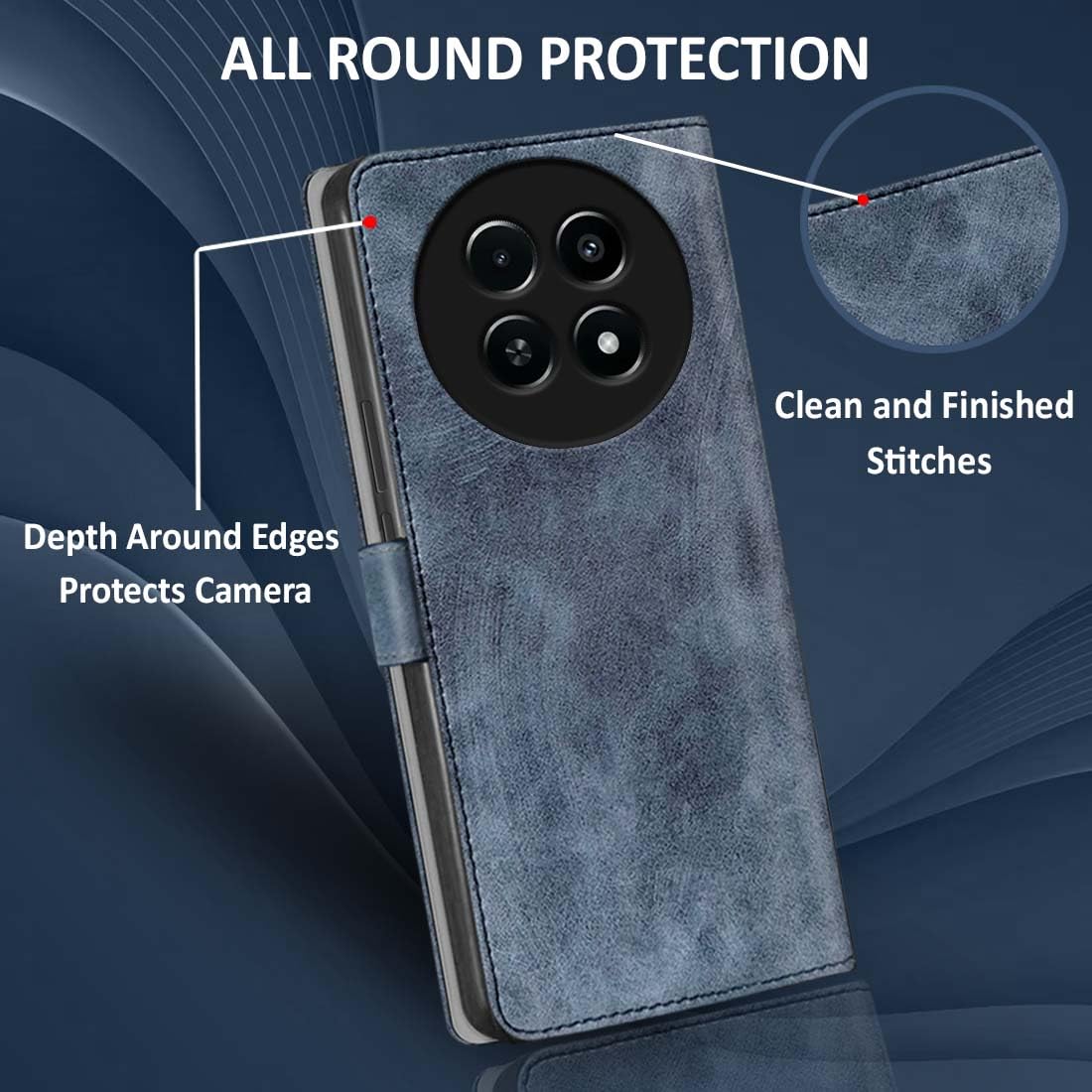 Fashionury Flip for 12 12X C65 Realme N65 Narzo 70x 5G (Faux Leather_Blue) Fashionury Flip for 12 12X C65 Realme N65 Narzo 70x 5G (Faux Leather_Blue)