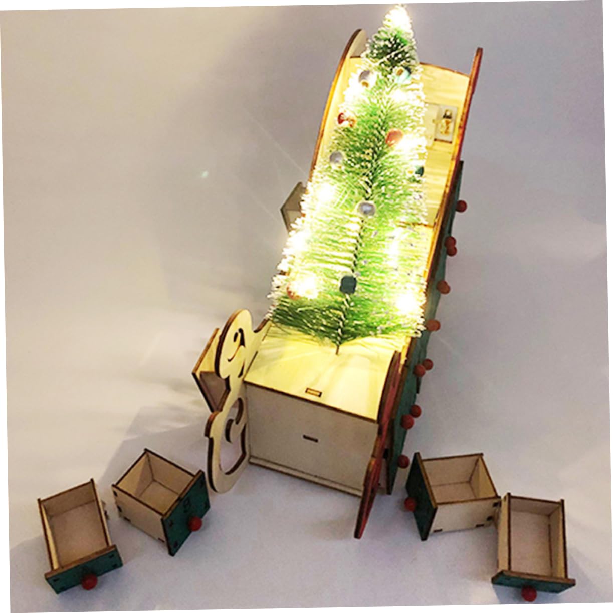 Generisch Weihnachtsschmuck Countdown-kalender Adventskalender-countdown Baum Adventskalender Für Erwachsene Beleuchteter Weihnachtlicher Rot Girlande Weihnachten Green Holz