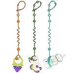 LittleHugs Toy Straps for Baby, Adjustable Toy Holder for Stroller Accessories, Silicone Tether Pacifier Clip, No Throw Travel Essential Leash for High Chair, Car Seat (3- Pack)