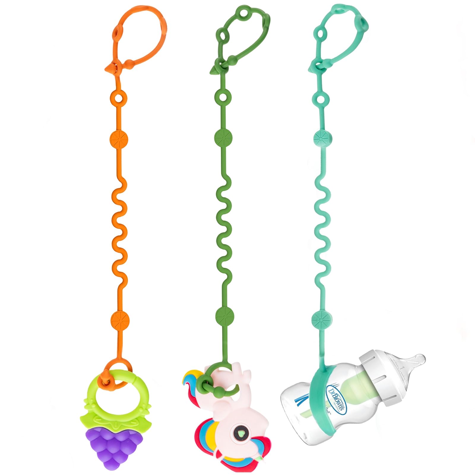 Toy Straps for Baby Adjustable Toy Holder for Stroller Accessories Silicone Tether Pacifier Clip No Throw Travel Essential