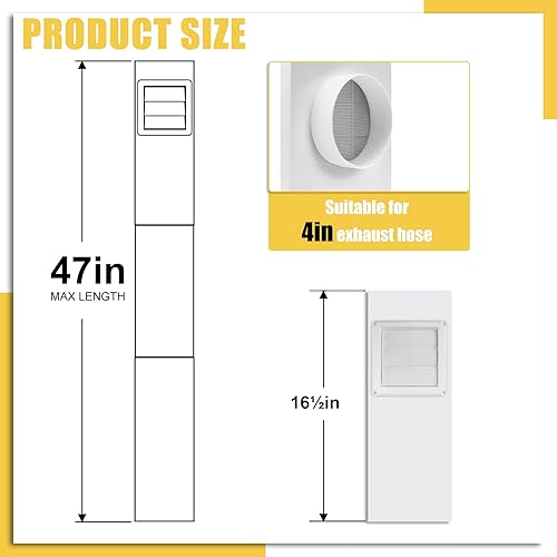 Miniatura 2 de Powrocket Kit de ventana de ventilación de secadora para manguera de ventilación de secadora de 4 pulgadas, con cubierta de ventilación de secadora