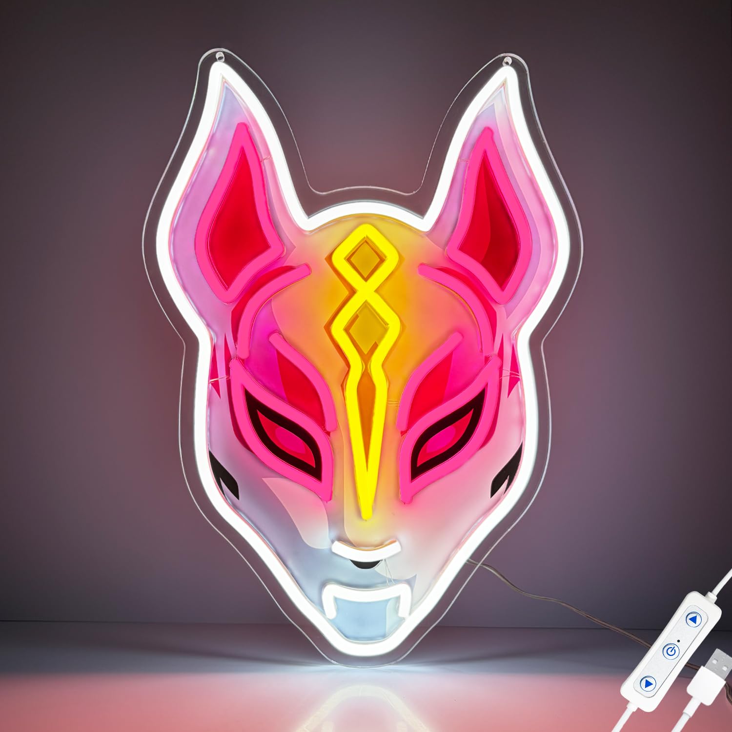 Gaming-Neonschild, Cyber-Maske, LED-Wanddekoration für Gamer-Zimmer, USB-betrieben, dimmbares Neonlicht für E-Sport-Setup, Teenager-Schlafzimmer, Männerhöhle, Streamer-Hintergrund