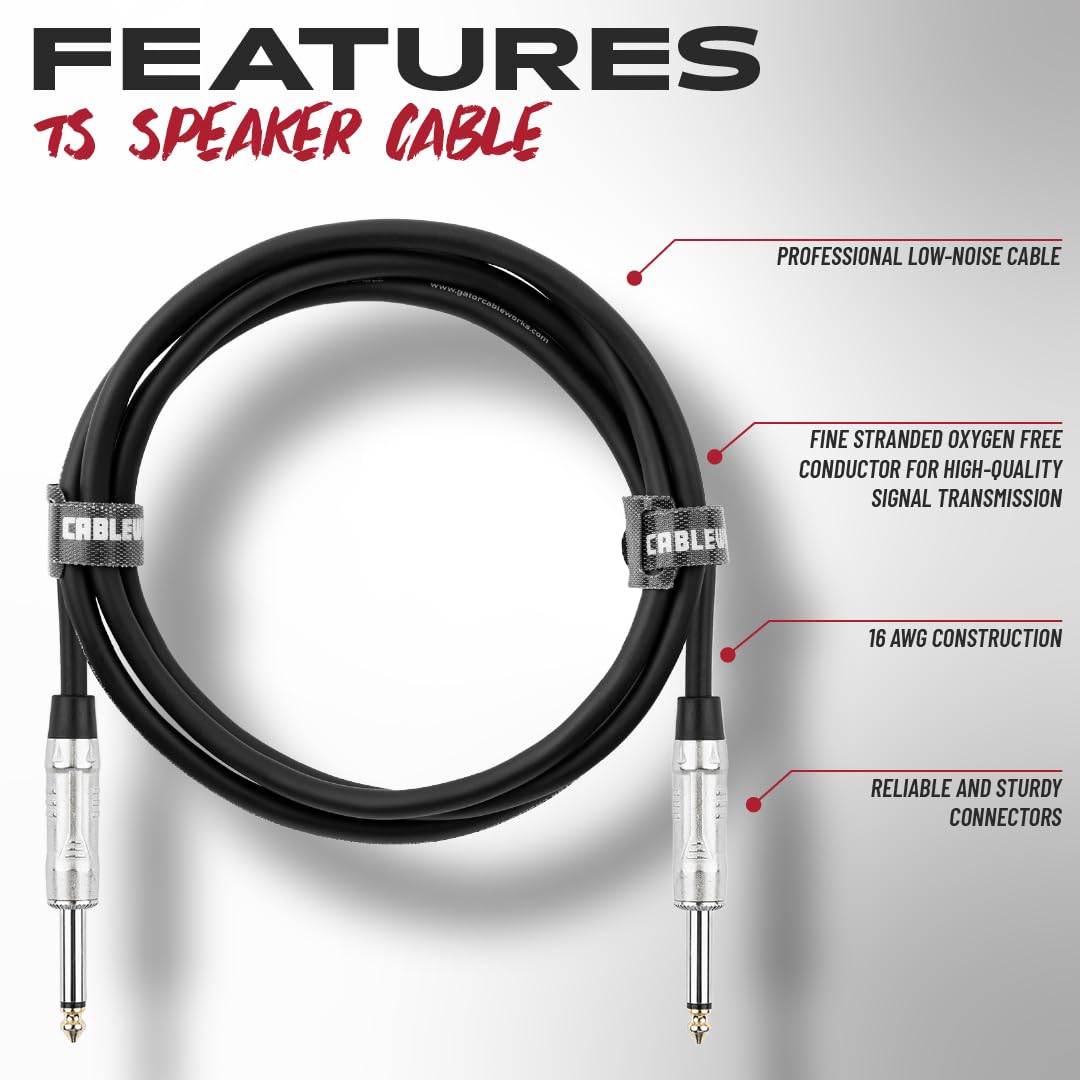 Cableworks By Gator Cases Backline Series Standard 3 Foot TS Speaker Cable, (GCWB-SPK-03)