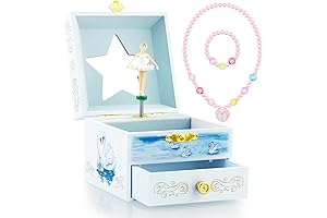RR ROUND RICH DESIGN Kids Musical Jewelry Box with Drawer and Pretty...