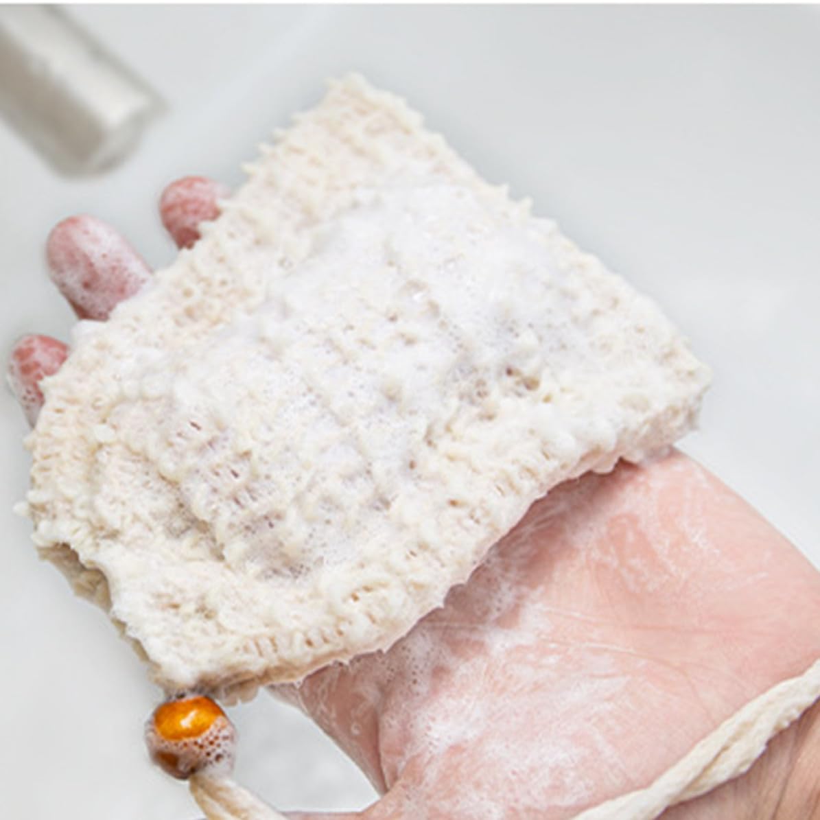 4pcs Cotton and Linen Drawstring Soap Bags Small Mesh Soap Saver Pouches with Rope for Face Cleaning and Exfoliating, for Traveling and Bathroom Use