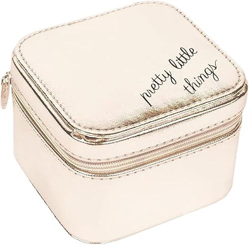Miamica "Pretty Little Things" - Joyero con cierre seguro, dorado, 4 x 3.75 x 3 pulgadas, bonito organizador de joyas ideal para organización y