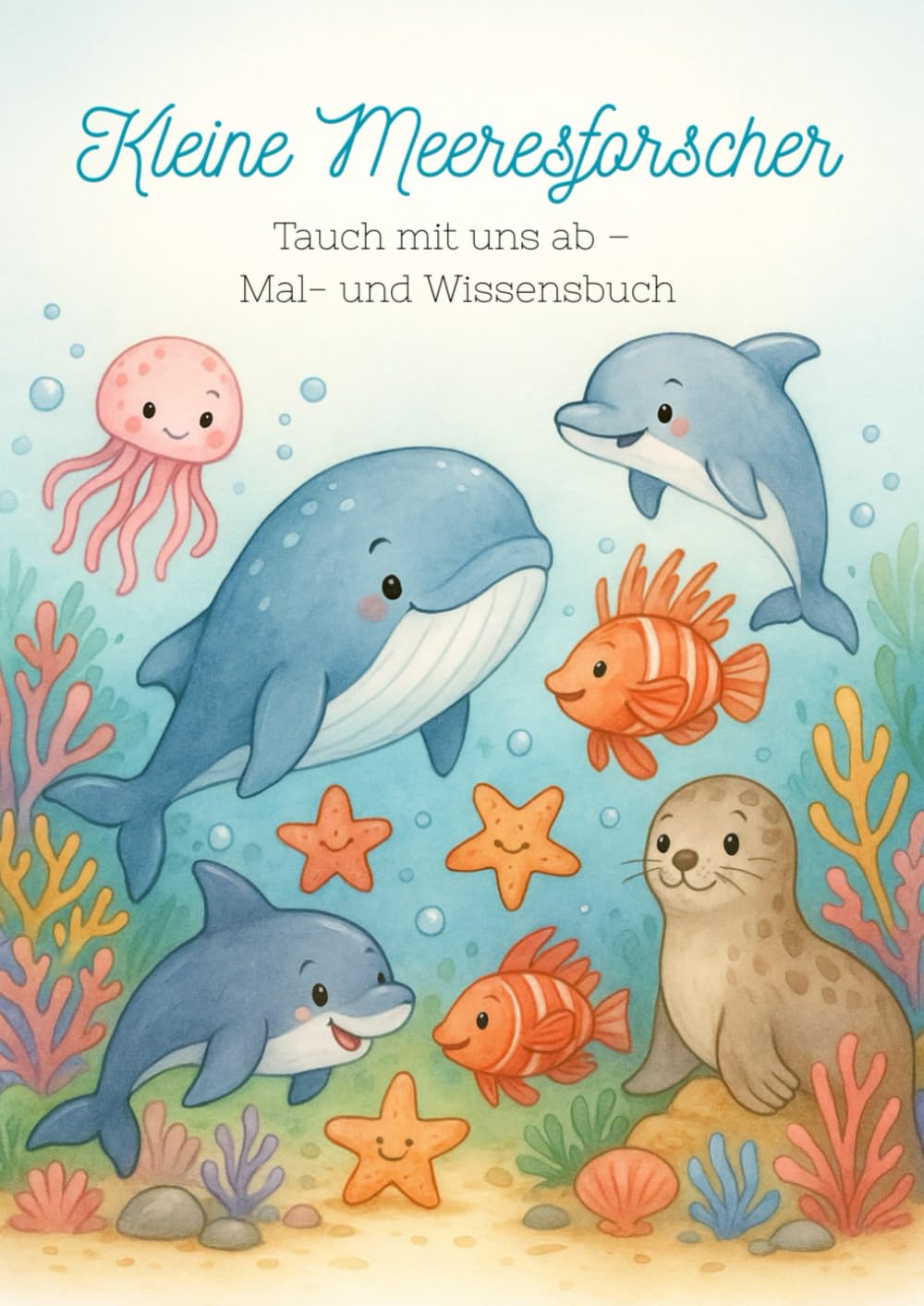 Unterwasserwelt - Malbuch mit spannendem Wissen über die Meerestiere des Ozeans: Unterwassertiere entdecken, ausmalen und lernen | Spannende Fakten ... Wale, Oktopus und mehr | Kinder 3–8 Jahre