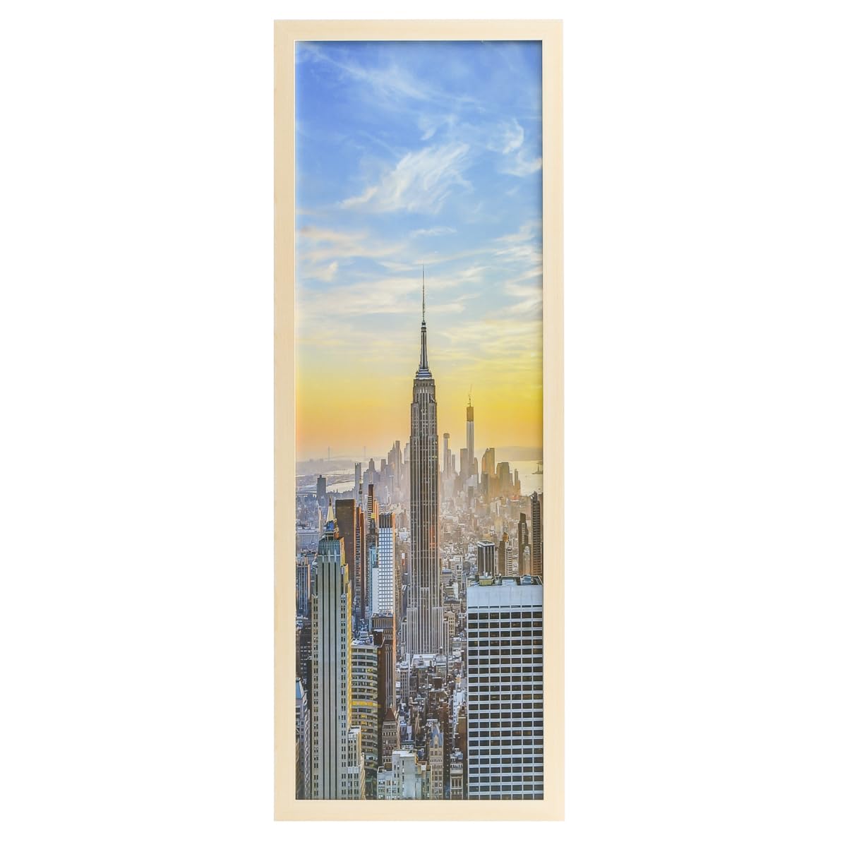 Frame Amo Natural Color 12x36 Picture or Poster Frame, 1 inch Wide Border, Smooth Finish, Acrylic Front