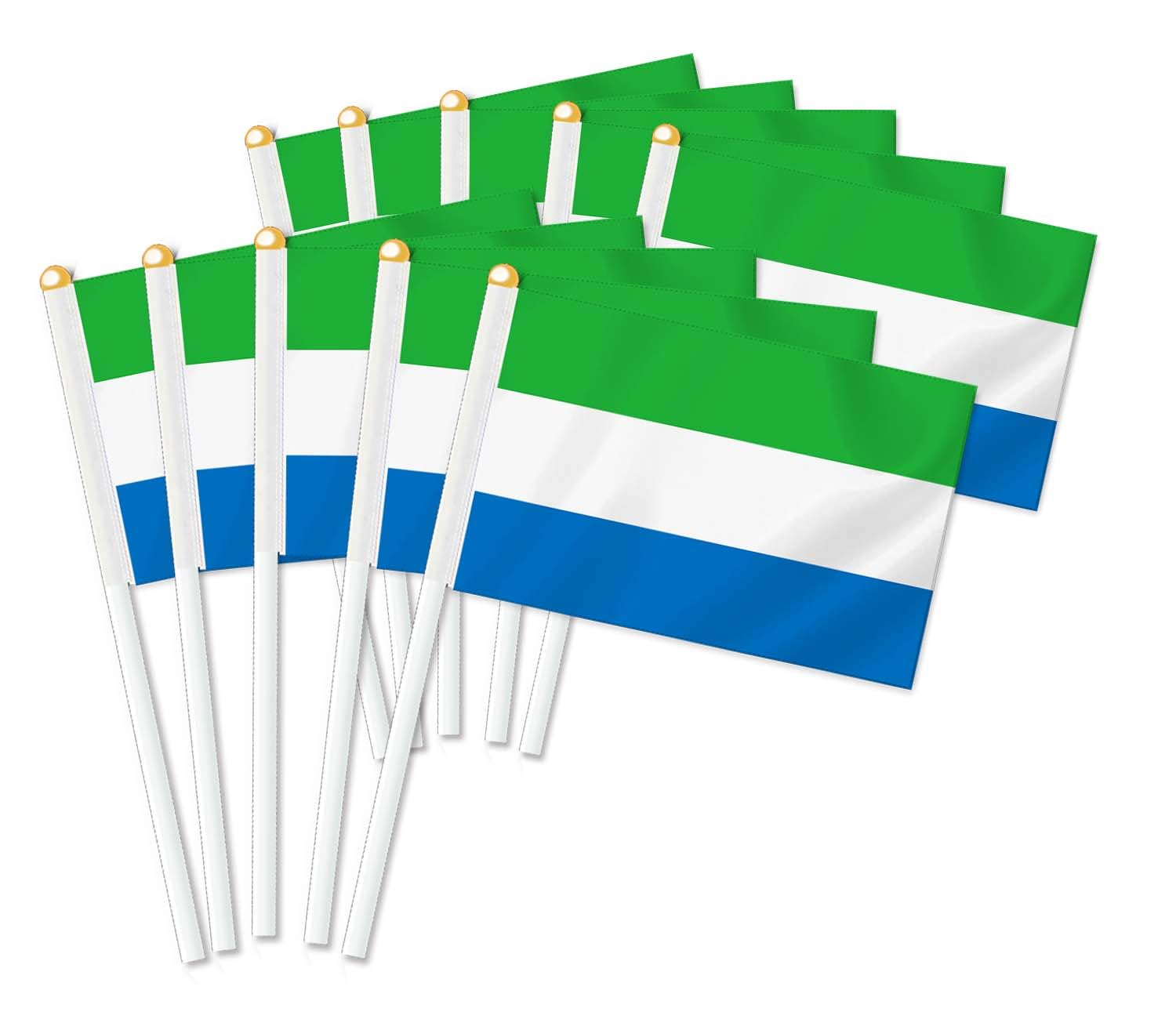 25 PCS Sierra Leone Handheld Flag,Sierra Leonean Decor Hand Held,Decoration Banner