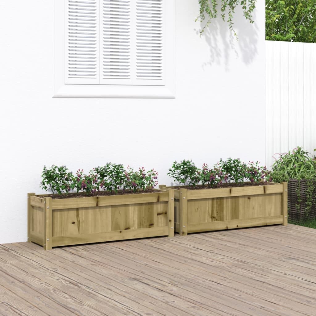 Donice ogrodowe 2 szt impregnowane drewno sosnowe duże skrzynie na kwiaty do ogrodu balkonu tarasu dekoracyjne 90x31x31 cm