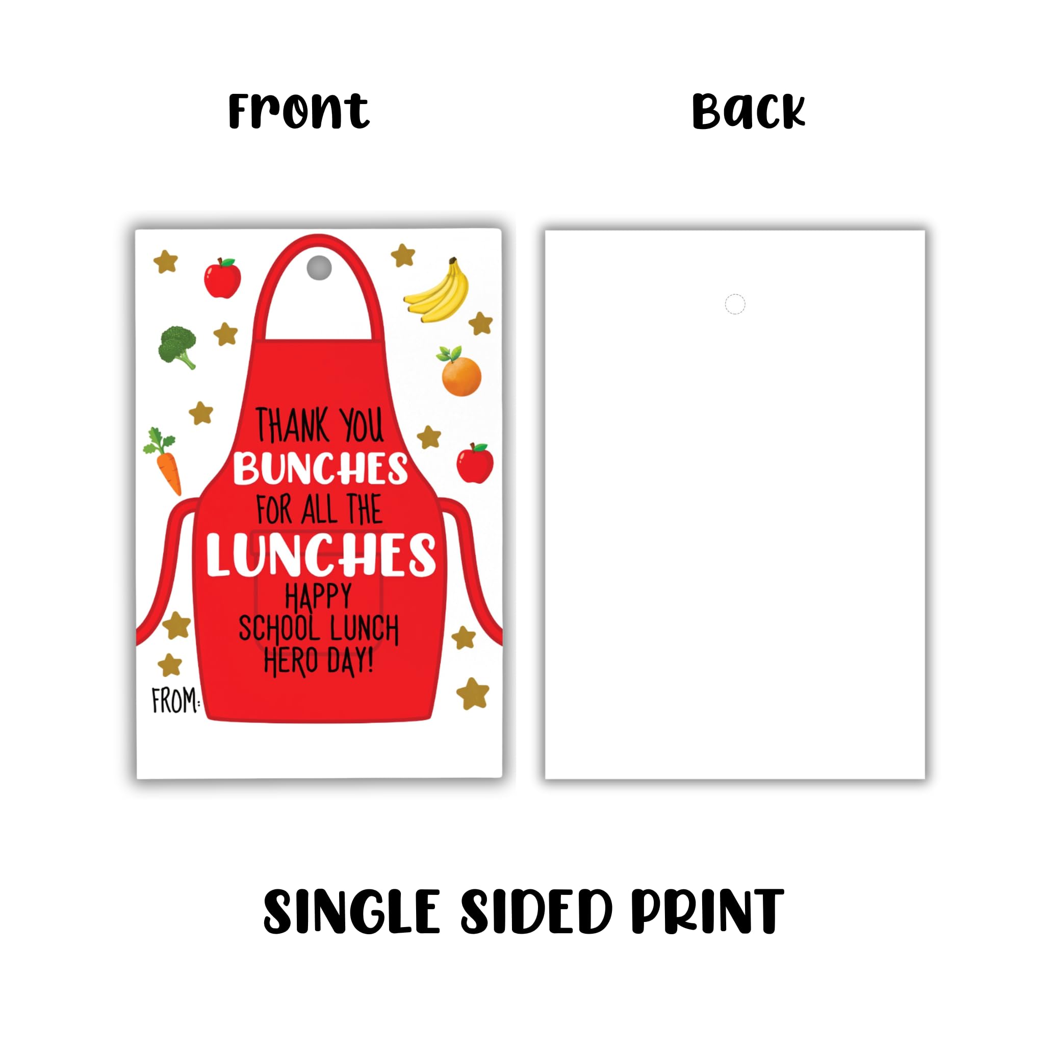 Thank You a Bunches for All The Lunches Gift Tag | 30 pk 2.5x3.5” Card Lunch Lady Cafeteria Worker Appreciation Elementary School End of Year Gifts