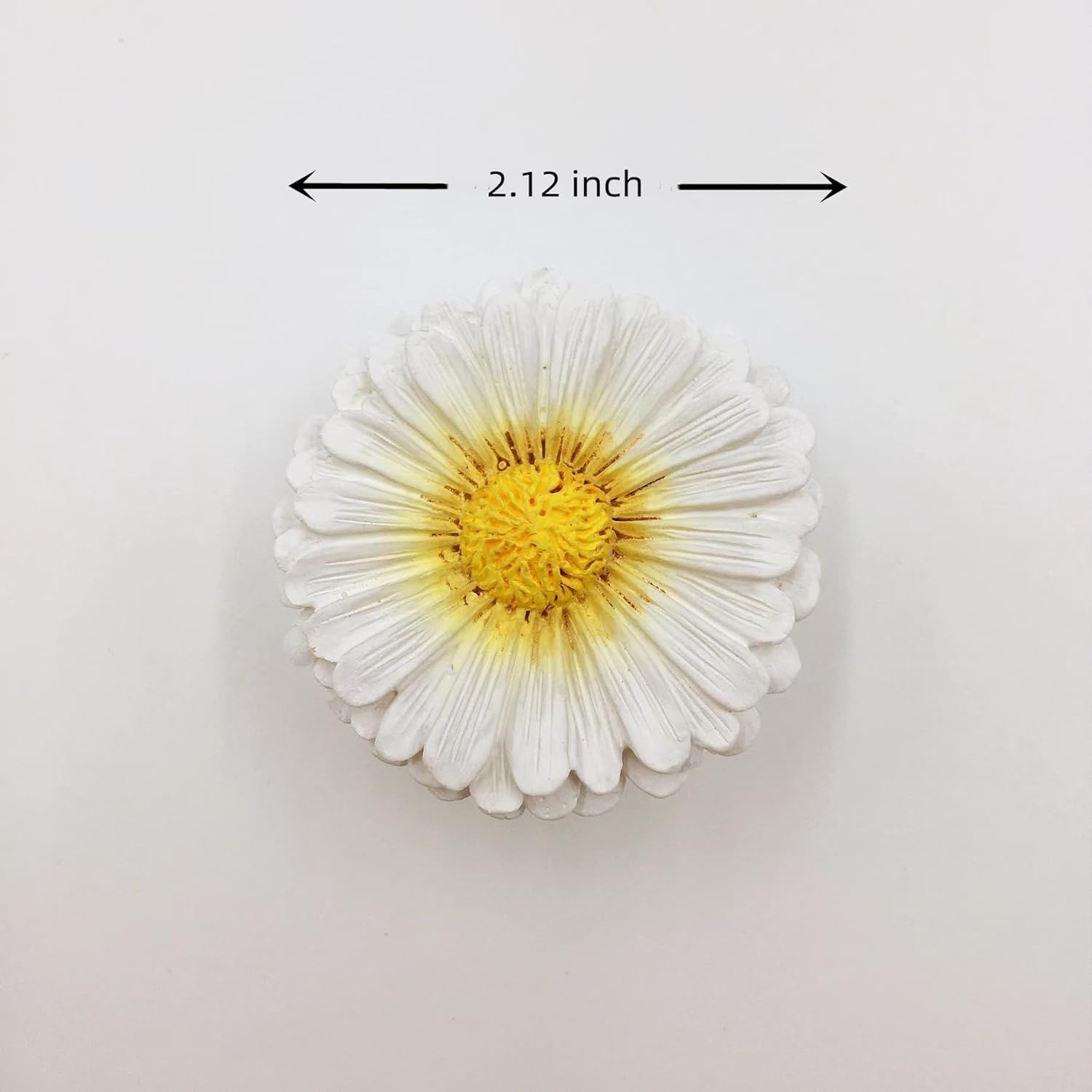 Daisy Vintage Resin Hand Painted Drawer Pulls Cabinet Knobs Handles Country Kitchen Home Decoration White Pack of 6