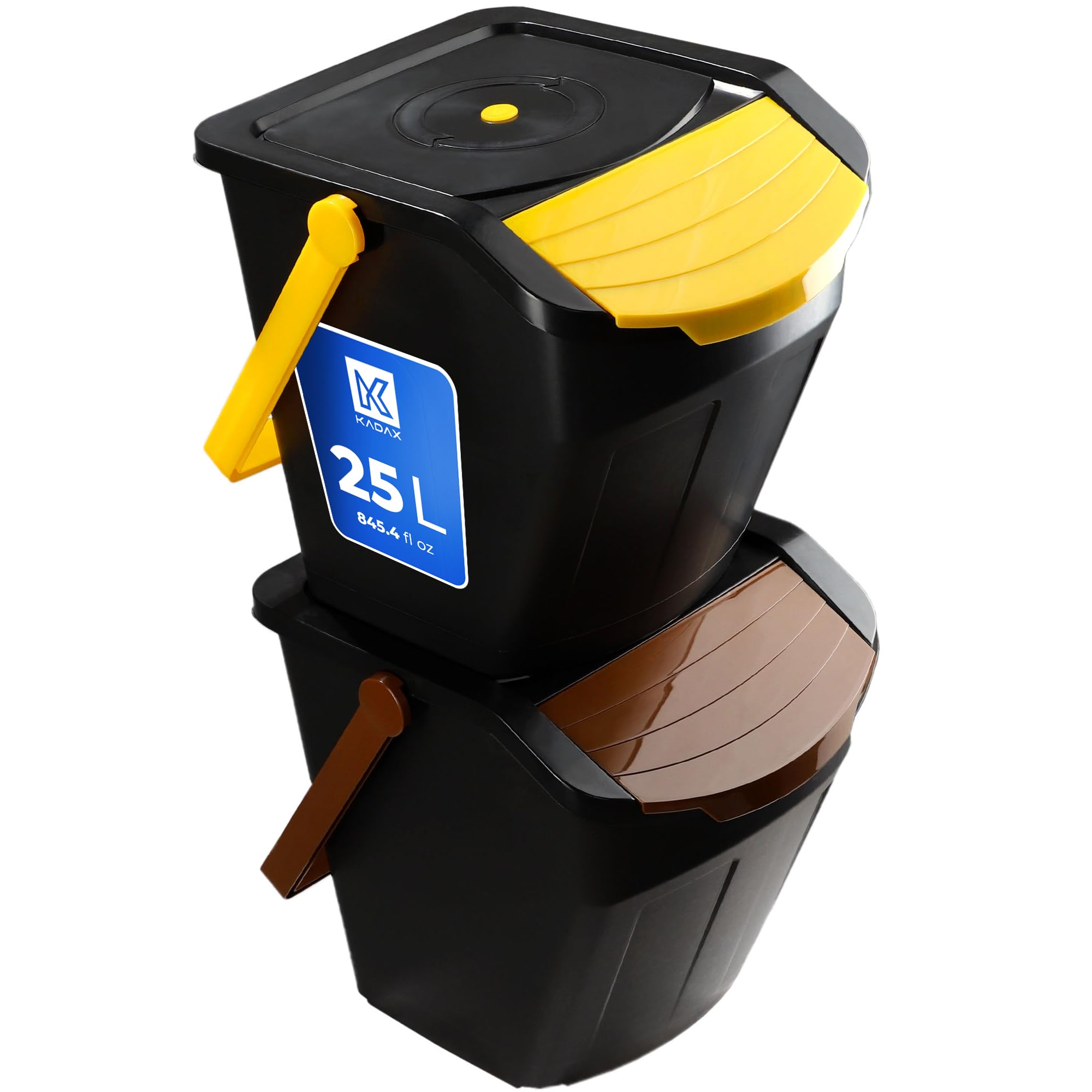 KADAX Recycling-emmer, 25 l vuilnisemmer met deksel, afvalemmerset voor KADAX Recycling-emmer, 25 l vuilnisemmer met deksel, afvalemmerset voor