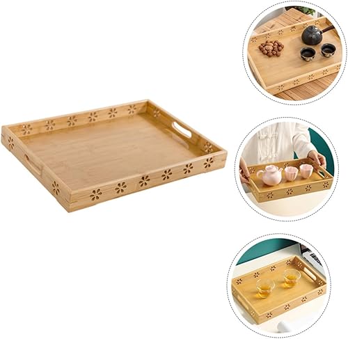 Miniatura 6 de COLLBATH Bandeja de té de bambú para té chino de gongfu bandeja de servicio estética para desayuno rectangular